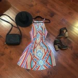 Amazing Jewel Toned Hippie Aztec Print Dress